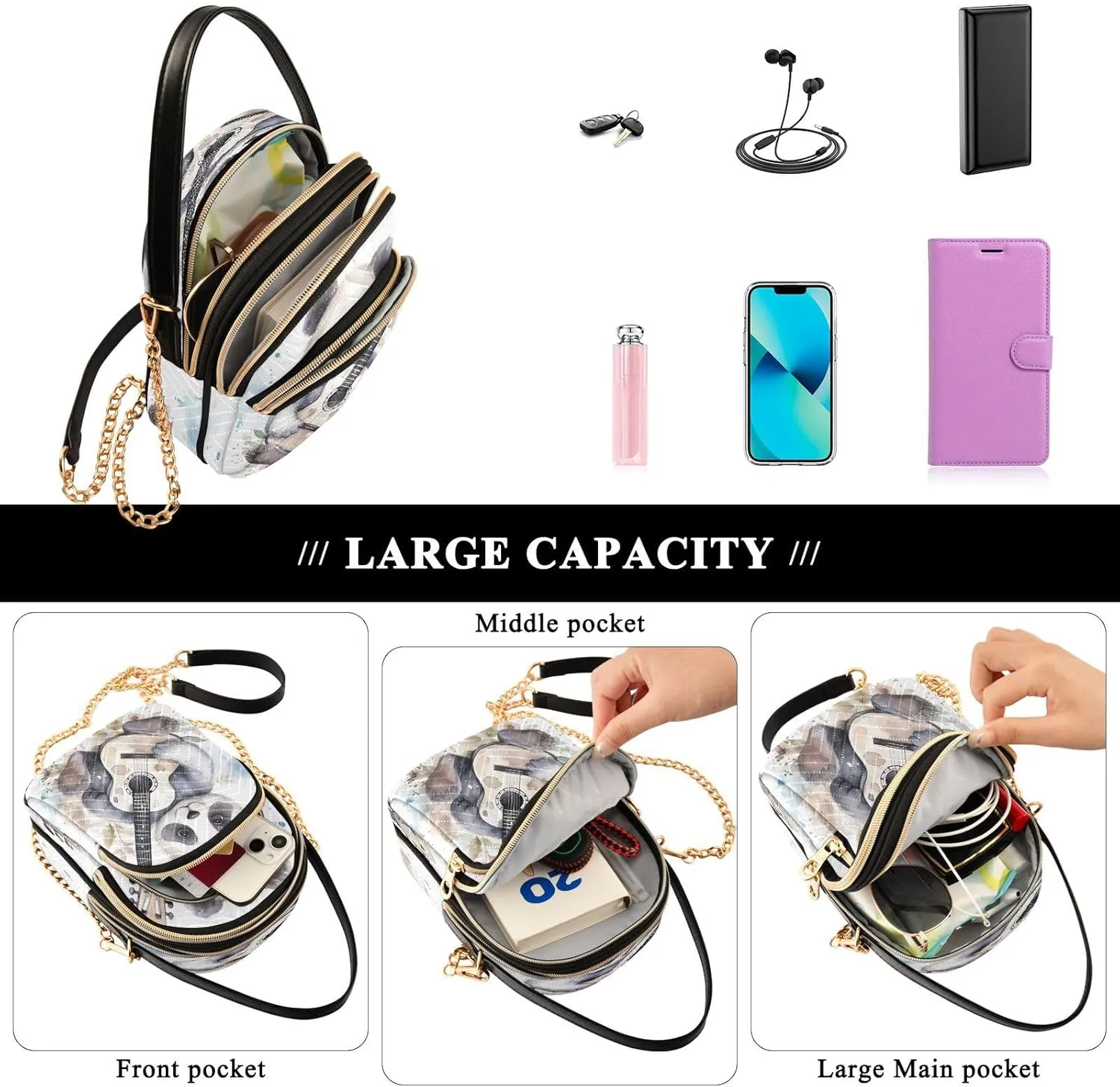 Quilted Crossbody Bags for Women,Cute Funny Panda Bear Women's Crossbody Handbags Animals Small Travel Purses Phone Bag