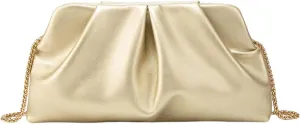QWINEE Women's PU Leather Shoulder Clutch Purse Evening Clutch Bag Purse Small Crossbody Bag with Chain Strap