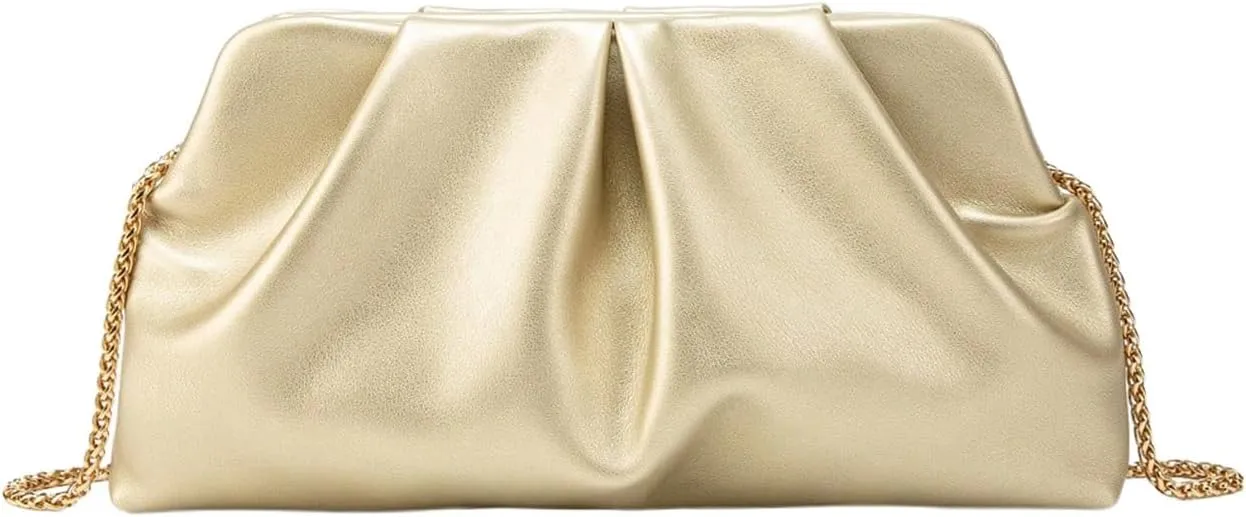 QWINEE Women's PU Leather Shoulder Clutch Purse Evening Clutch Bag Purse Small Crossbody Bag with Chain Strap