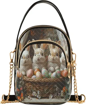 Rabbit Bunny Butterfly Easter Egg Crossbody Bag for Women Mini Cell Phone Purse Women's Shoulder Handbag