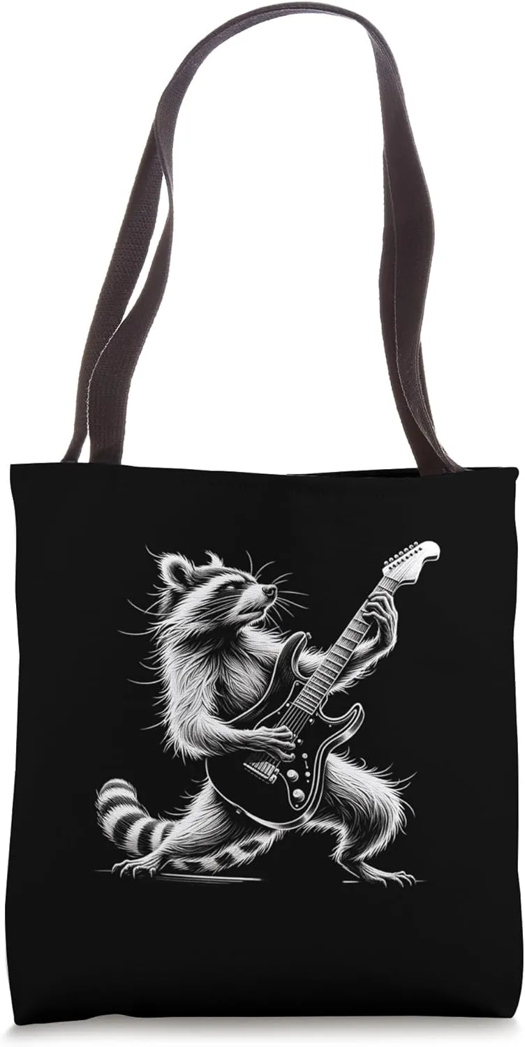 Raccoon Rocker Rocks the Stage with His Guitar Tote Bag