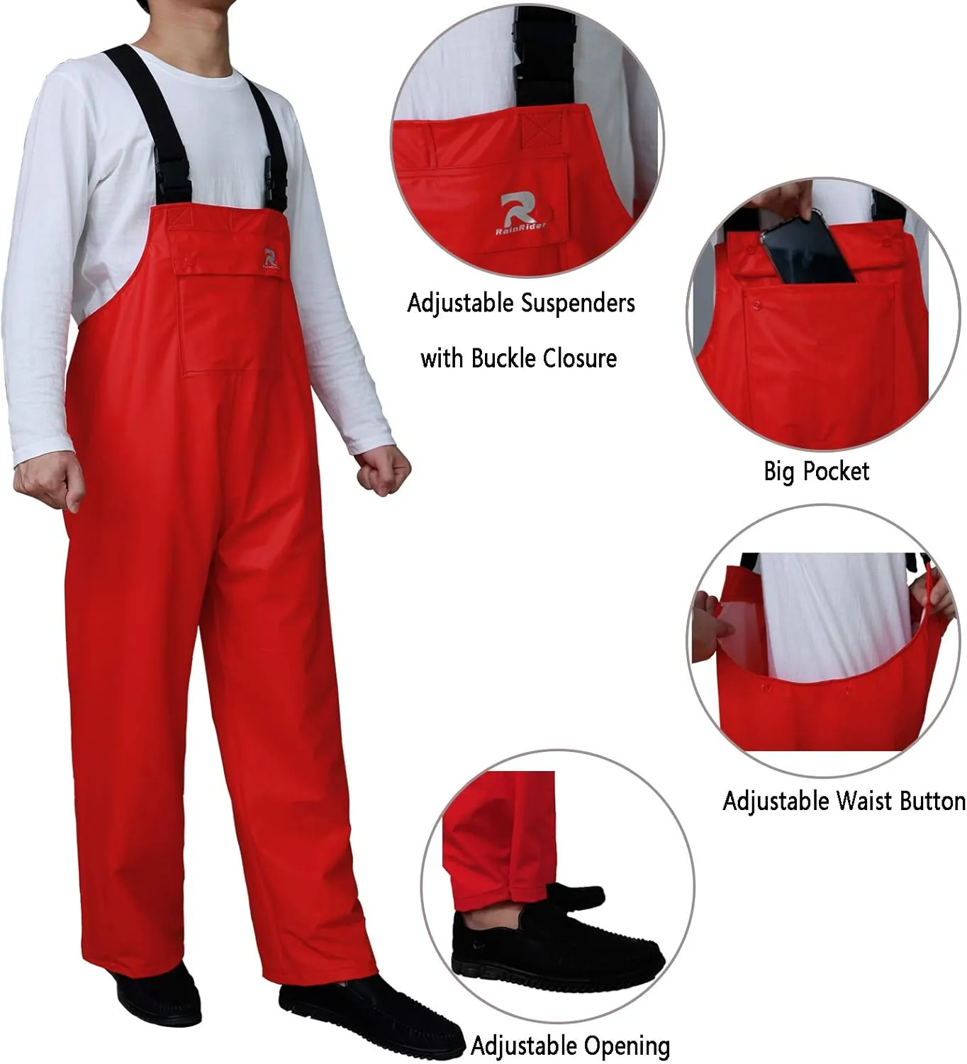 Rain Pants for Men Women Waterproof Rain Gear Bib Overalls Trousers for Fishing Hunting