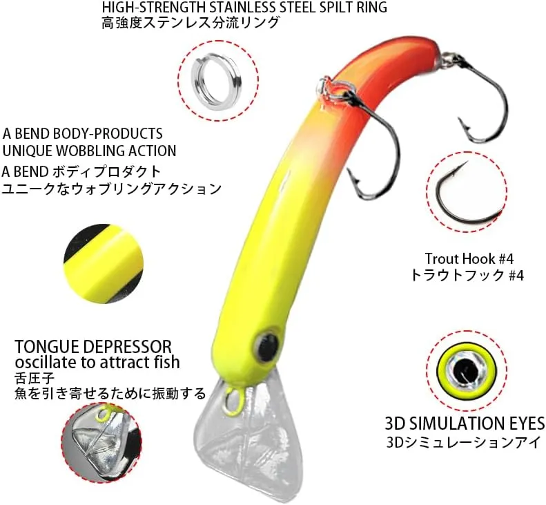 Ray Bow-Runner Trout Lure - 6.5 cm Jerkbait Style Lure for Trophy Trout, 3D Eye, Design for Trout Fishing