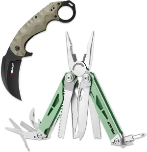 Rblack 21-in-1 Multitool Pliers and Karambit Folding Knife, Great Multitool with EDC Knife Set