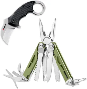Rblack 21-in-1 Multitool Pliers and Karambit Folding Knife, Great Multitool with EDC Knife Set