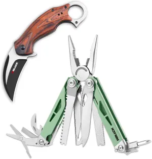 Rblack 21-in-1 Multitool Pliers and Karambit Folding Knife, Great Multitool with EDC Knife Set