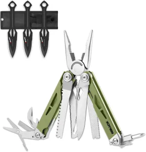 Rblack 21-in-1 Multitool Pliers and Throwing Knives Set of 3 with Nylon Sheath