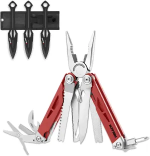 Rblack 21-in-1 Multitool Pliers and Throwing Knives Set of 3 with Nylon Sheath