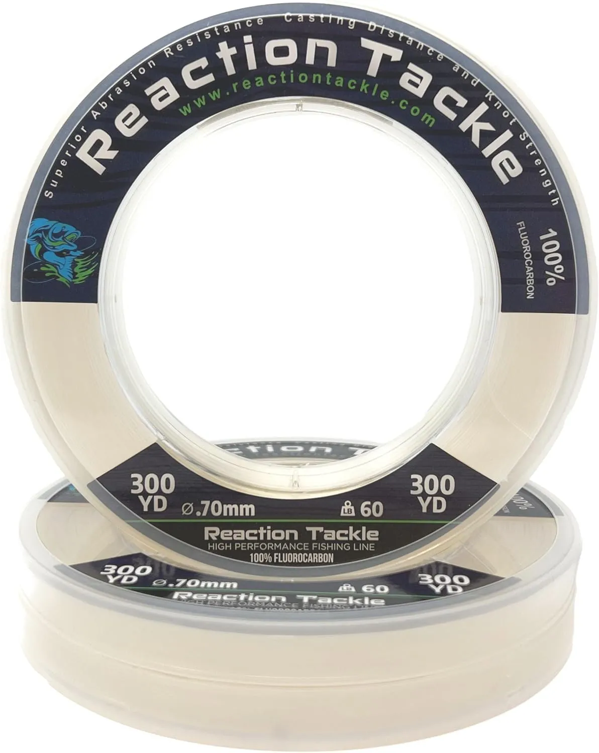 Reaction Tackle 100% Pure Fluorocarbon Fishing Line - High Strength, Abrasion-Resistant, Fast-Sinking, Virtually Invisible, with Added Sensitivity - Ideal for Saltwater and Freshwater Leader Line