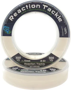Reaction Tackle 100% Pure Fluorocarbon Fishing Line - High Strength, Abrasion-Resistant, Fast-Sinking, Virtually Invisible, with Added Sensitivity - Ideal for Saltwater and Freshwater Leader Line