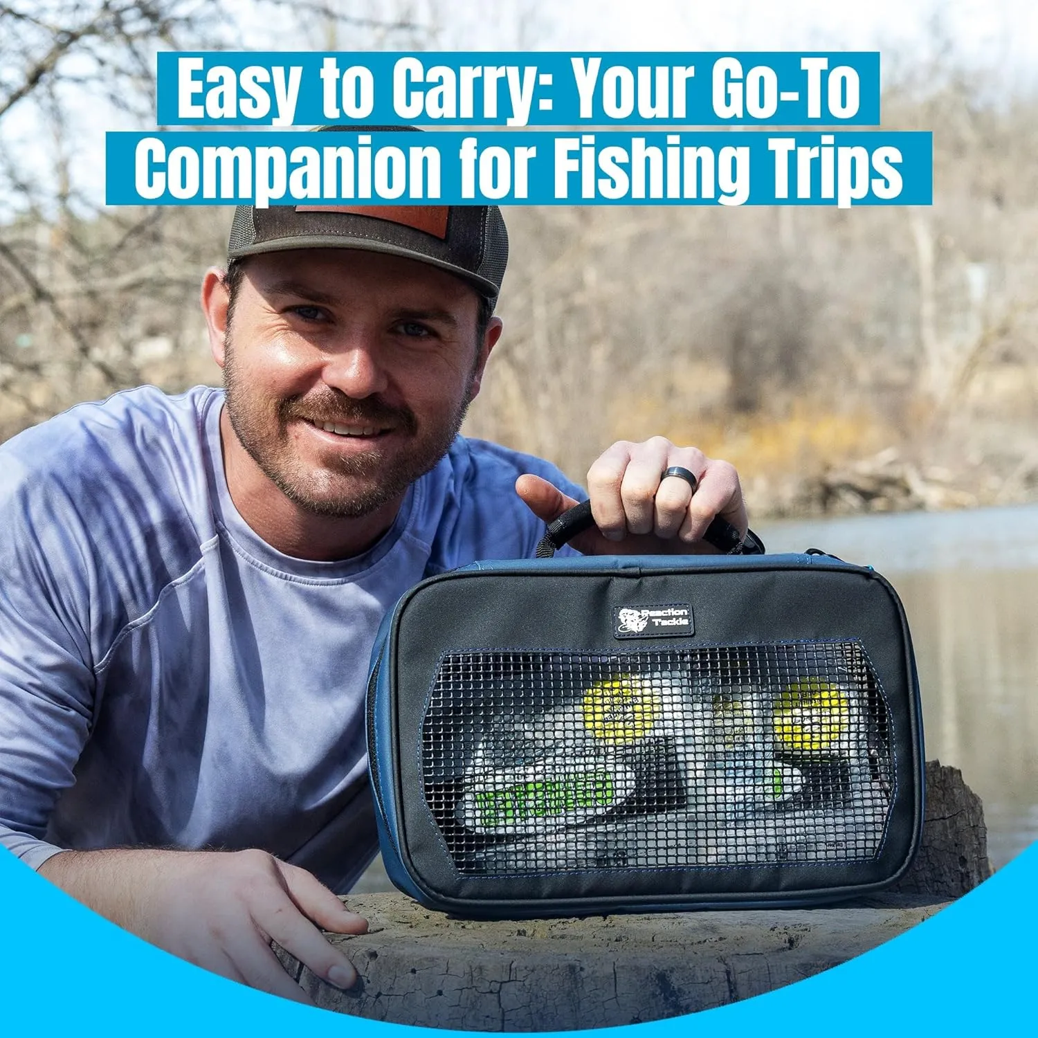 Reaction Tackle Deluxe Bait Binder – Water-Resistant Soft Plastic Bait Storage Bag, Saltwater & Freshwater Fishing Tackle Organizer, Lure Bag for Bass, Kayak, and Boat Fishing