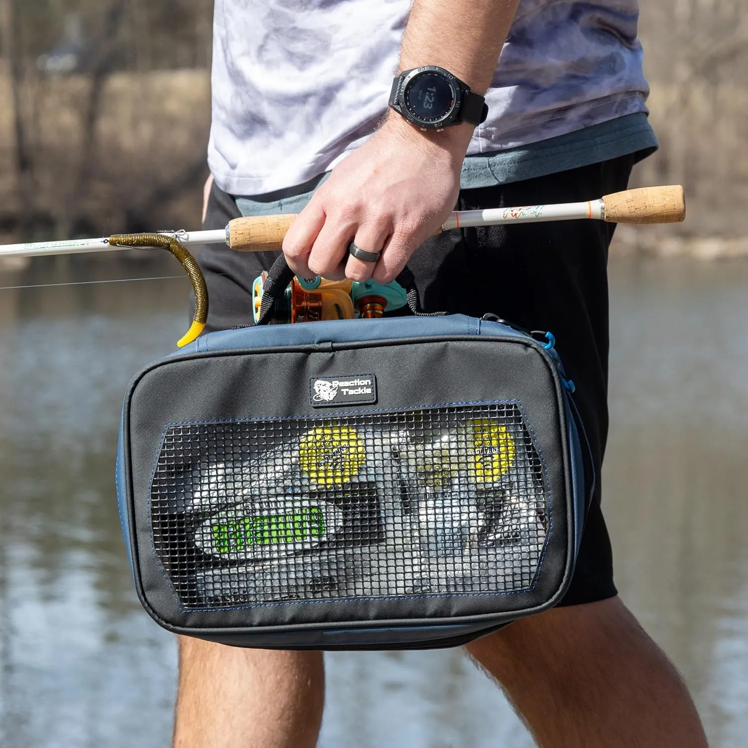 Reaction Tackle Deluxe Bait Binder – Water-Resistant Soft Plastic Bait Storage Bag, Saltwater & Freshwater Fishing Tackle Organizer, Lure Bag for Bass, Kayak, and Boat Fishing
