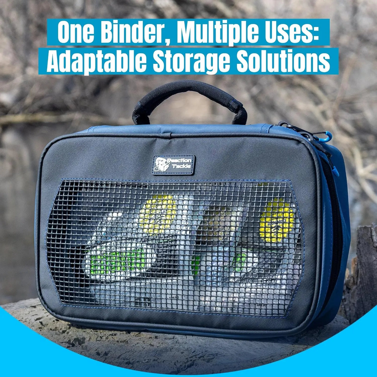 Reaction Tackle Deluxe Bait Binder – Water-Resistant Soft Plastic Bait Storage Bag, Saltwater & Freshwater Fishing Tackle Organizer, Lure Bag for Bass, Kayak, and Boat Fishing