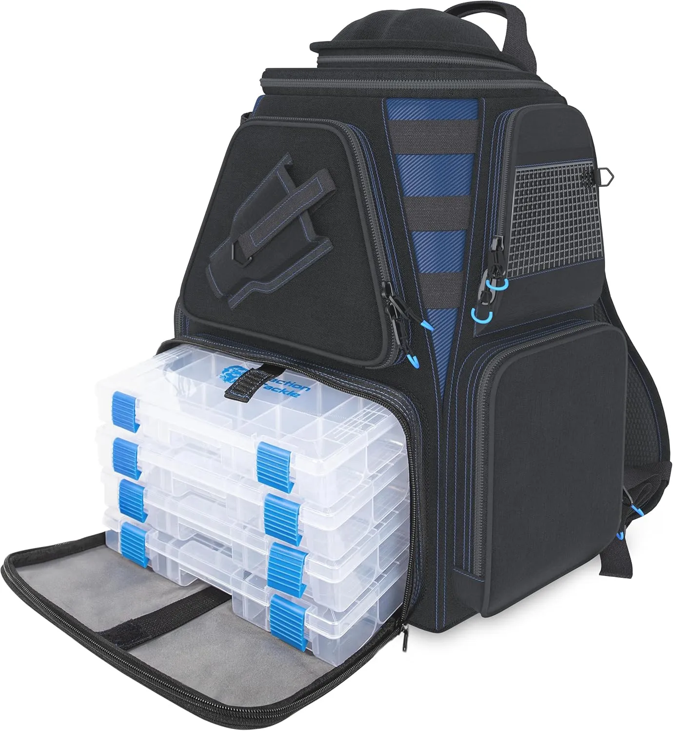 Reaction Tackle Fishing Backpack with 4 Tackle Trays – Includes 4X 3600 Storage Boxes