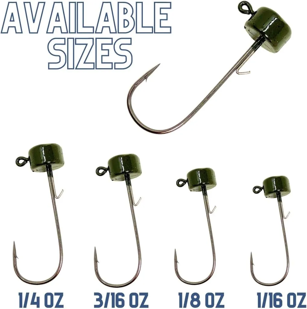 Reaction Tackle Ned Rig Jig Heads - Mushroom Jig Head Shroom jigs, Bass Fishing Lures, Fishing Tackle Finesse Jig Fishing Hooks (25-Pack Kit)