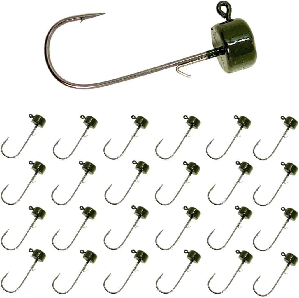 Reaction Tackle Ned Rig Jig Heads - Mushroom Jig Head Shroom jigs, Bass Fishing Lures, Fishing Tackle Finesse Jig Fishing Hooks (25-Pack Kit)