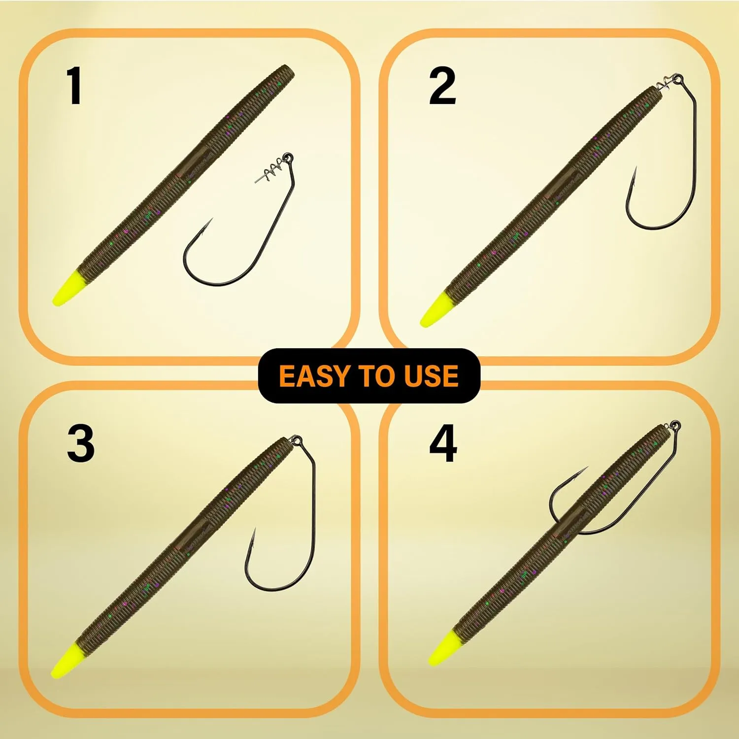 Reaction Tackle Swimbait Hooks for Bass Fishing - Soft Plastic Fishing Hooks with Centering Spring pin for Soft Plastic Swim Baits and Worm Lure Baits Size 1/0 Through 10/0 (Pack of 10 or 25)