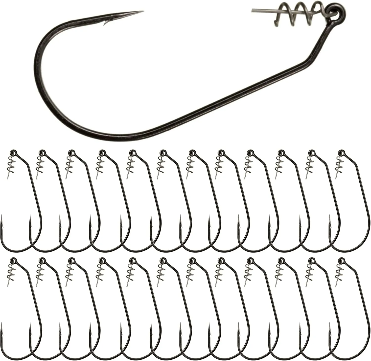 Reaction Tackle Swimbait Hooks for Bass Fishing - Soft Plastic Fishing Hooks with Centering Spring pin for Soft Plastic Swim Baits and Worm Lure Baits Size 1/0 Through 10/0 (Pack of 10 or 25)