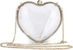 Rejolly Clear Acrylic Clutch Evening Purse Heart Shaped Bags for Women Transparent Novelty Small Mini Handbag Crossbody Bag