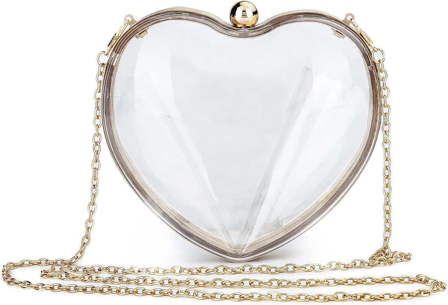 Rejolly Clear Acrylic Clutch Evening Purse Heart Shaped Bags for Women Transparent Novelty Small Mini Handbag Crossbody Bag