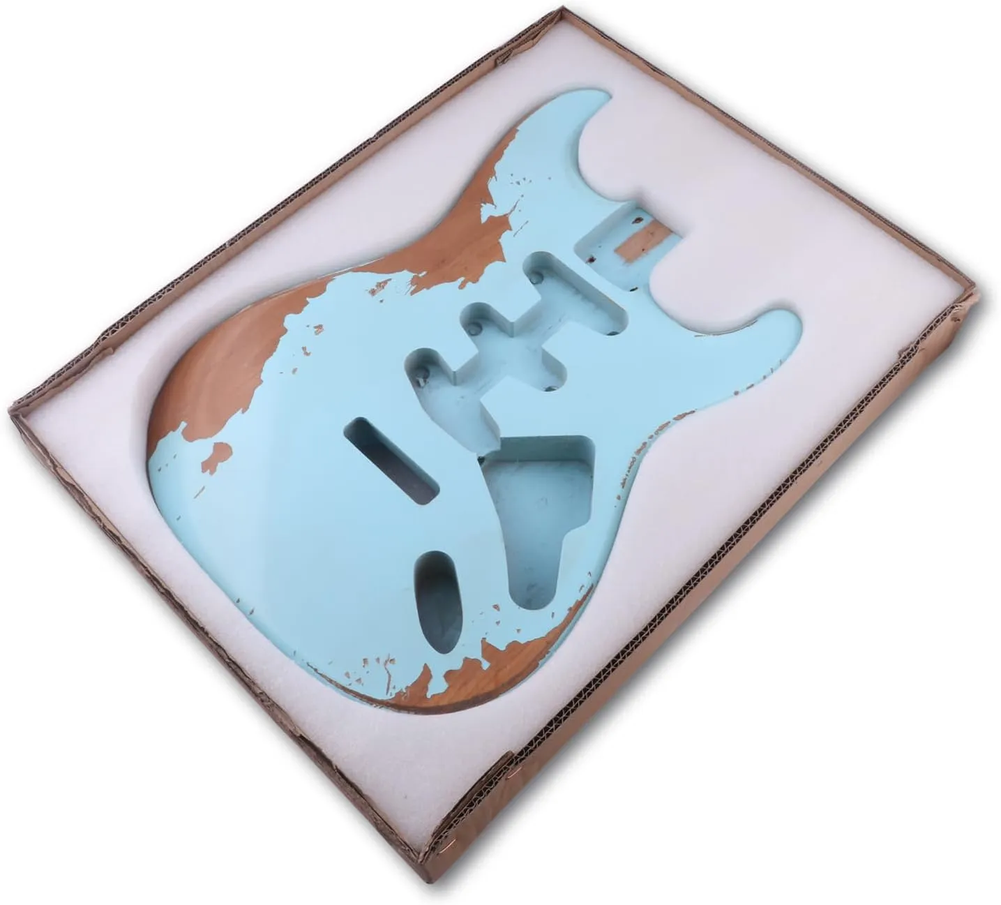 Relic Electric Guitar Body Nitro Top Alder Wood ST Style DIY Guitar Body S-S-S Sonic Blue.