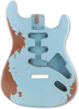 Relic Electric Guitar Body Nitro Top Alder Wood ST Style DIY Guitar Body S-S-S Sonic Blue.