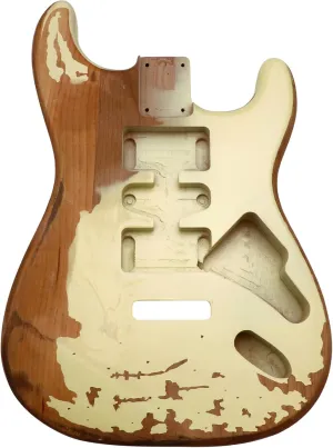 Relic Electric Guitar Body ST Style Nitro Alder DIY Guitar Body HSH Relic Cream Yellow.