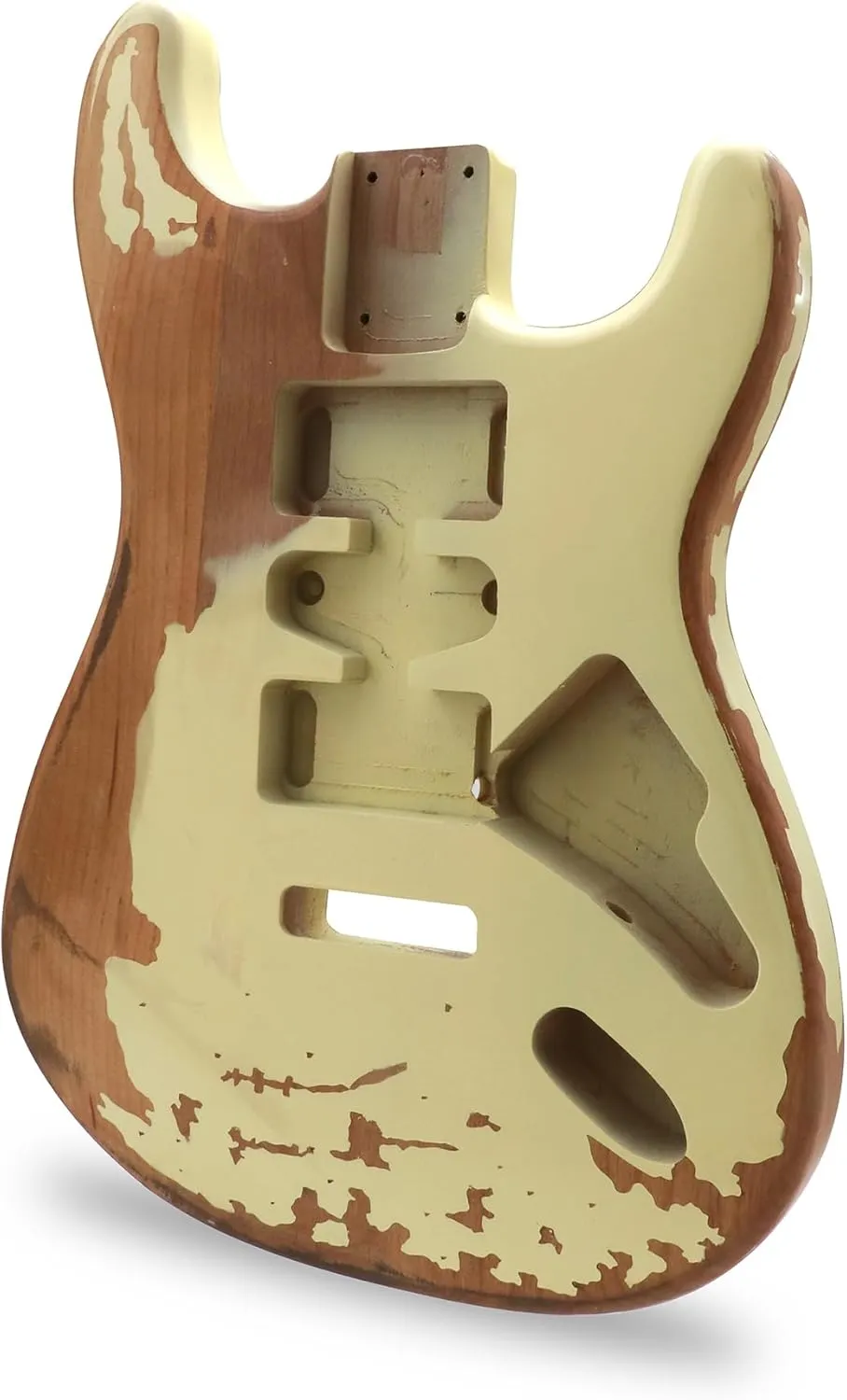 Relic Electric Guitar Body ST Style Nitro Alder DIY Guitar Body HSH Relic Cream Yellow.