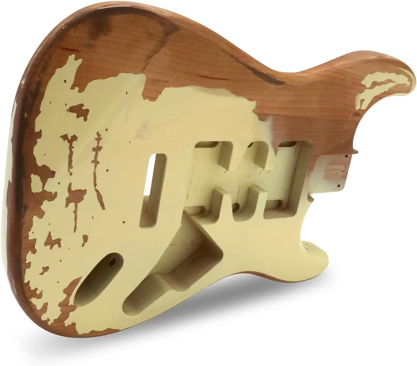 Relic Electric Guitar Body ST Style Nitro Alder DIY Guitar Body HSH Relic Cream Yellow.