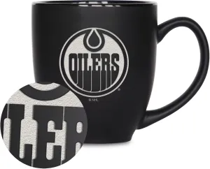 Rico Industries NHL Hockey 16oz Laser Engraved Matte Black Ceramic Bistro Mug - for Hot or Cold Drinks