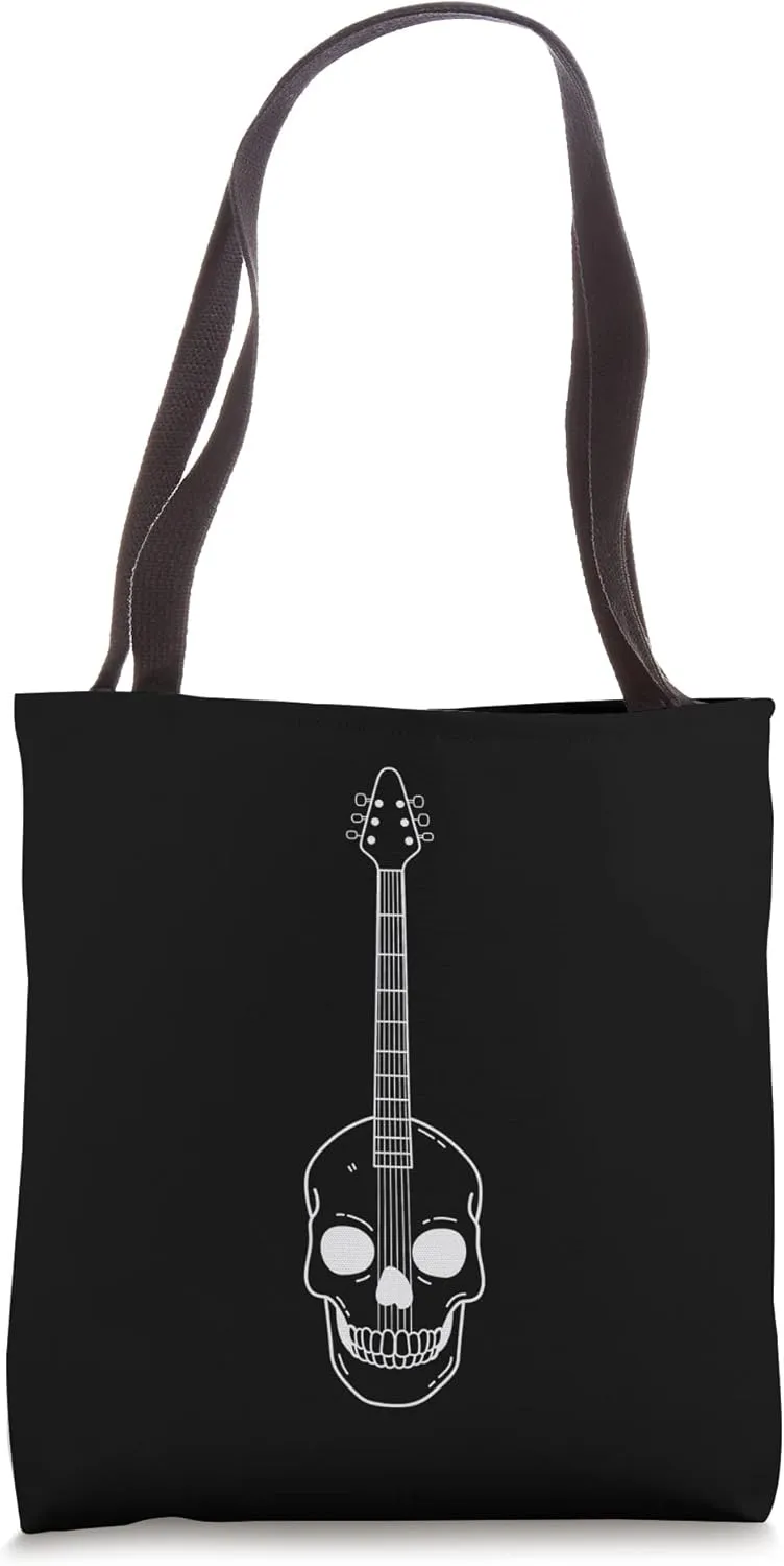 Rock & Roll Skeleton Guitar Player Figurine Music Lover Tote Bag