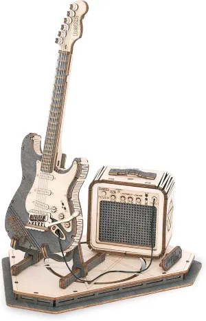 ROKR 3D Puzzles for Adults Wooden Craft Kits Musical Instrument Model Kit Collectibles Home Desk Room Decor (Electric Guitar)