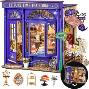 Rolife DIY Dollhouse Miniature House Kit 1:18 Edwardian Tea Room with Openable Facade, Diorama Building Model Kit Crafts for Adults Home Decor Creative Gift for Boys Girls