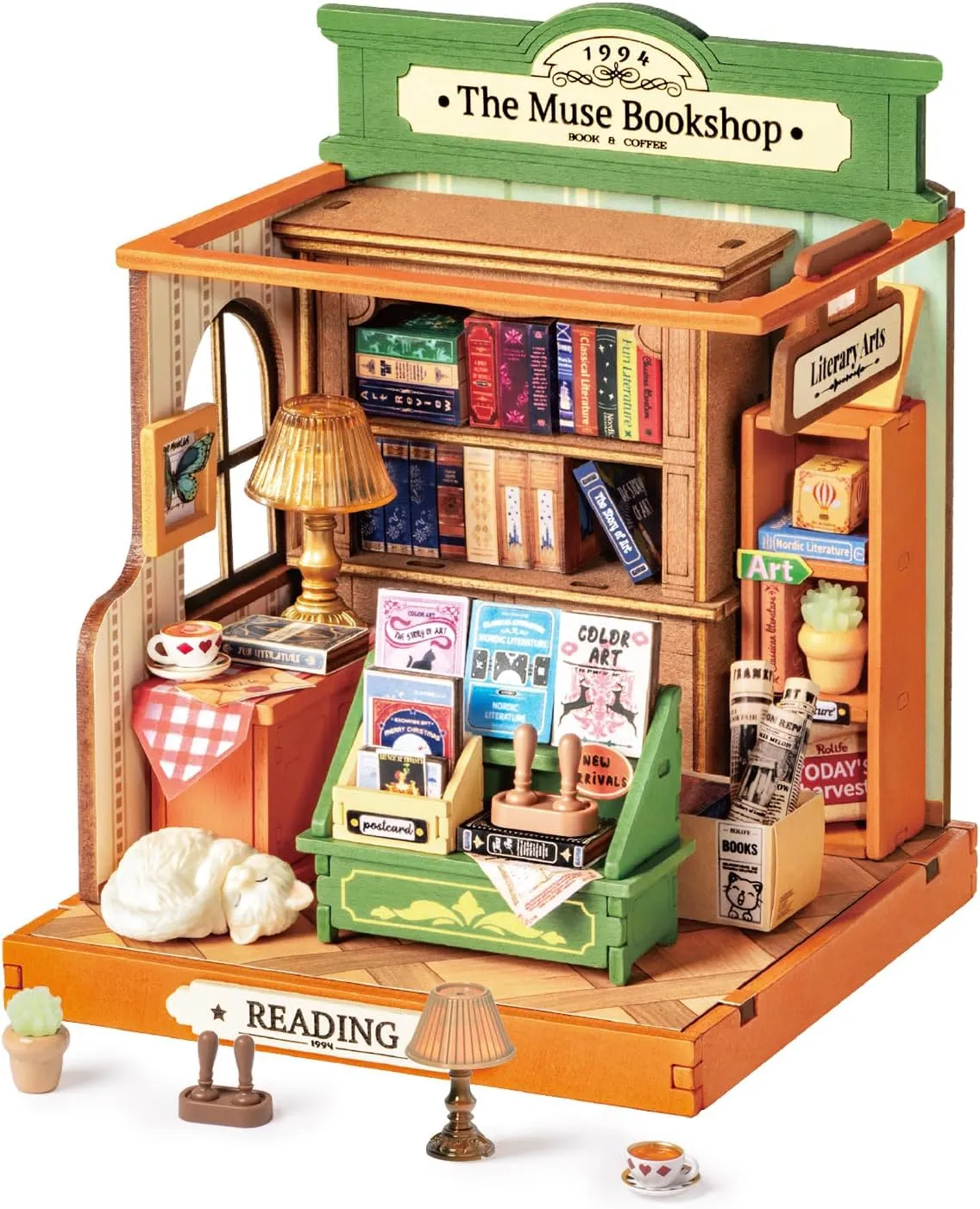 Rolife DIY Mini Building House Miniature Kit-The Muse Bookshop, Miniature Lifestyle Mini Bookshelf Decoration, DIY Hobbies/Gifts for Craftsman (The Muse Bookshop)