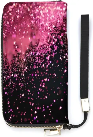Rose Gold Particles Coin Purse PU Leather Change Purse Wristlet Credit Card Holder Wallet for Women