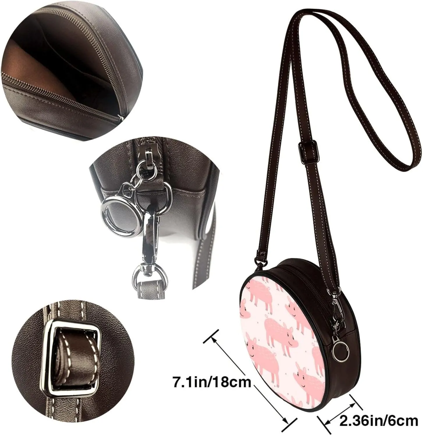 Round Crossbody Shoulder Bag Circle Purse Handbags for Women Small Fashion Clutch Evening Wallet