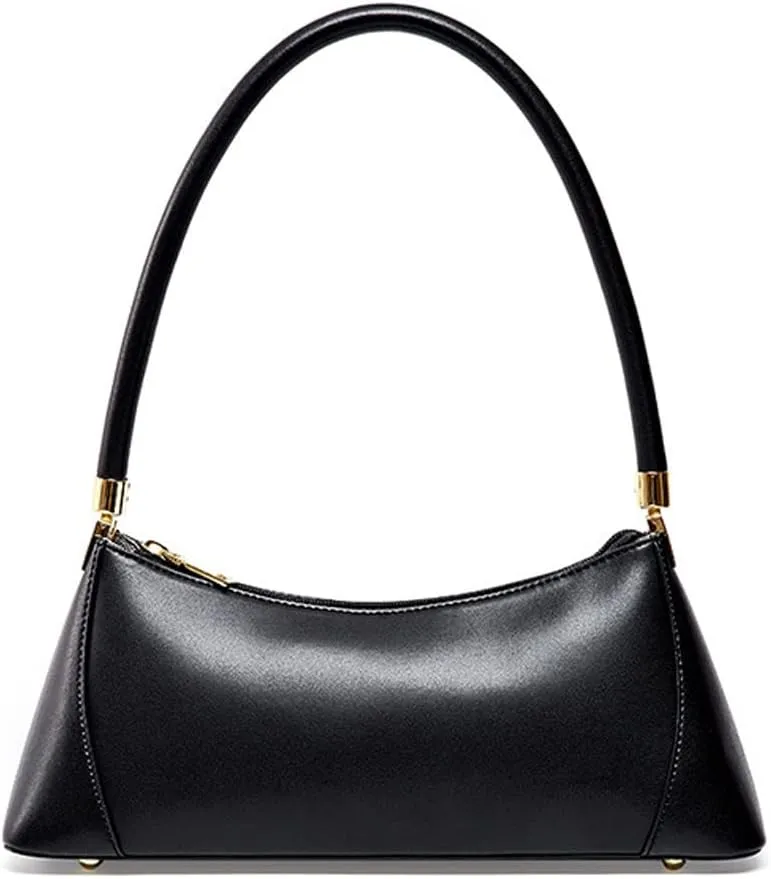 ROUROU Top Handle Shoulder Bag for Women Genuine Leather Handbag Large Capacity Tote Bag Retro Purse