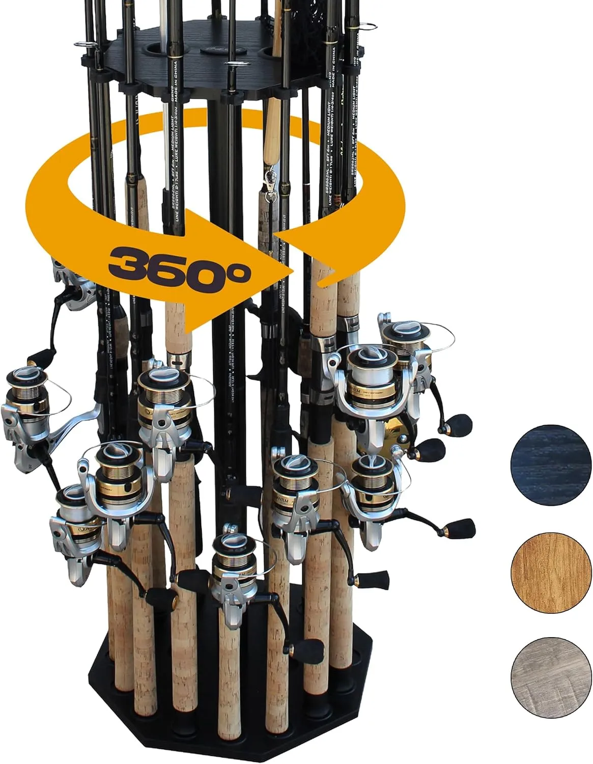 Rush Creek Creations | Rod Holder for 16 Fishing Poles, Garage Organization and Storage, for Reels, Gear, Accessories, Tackle Box