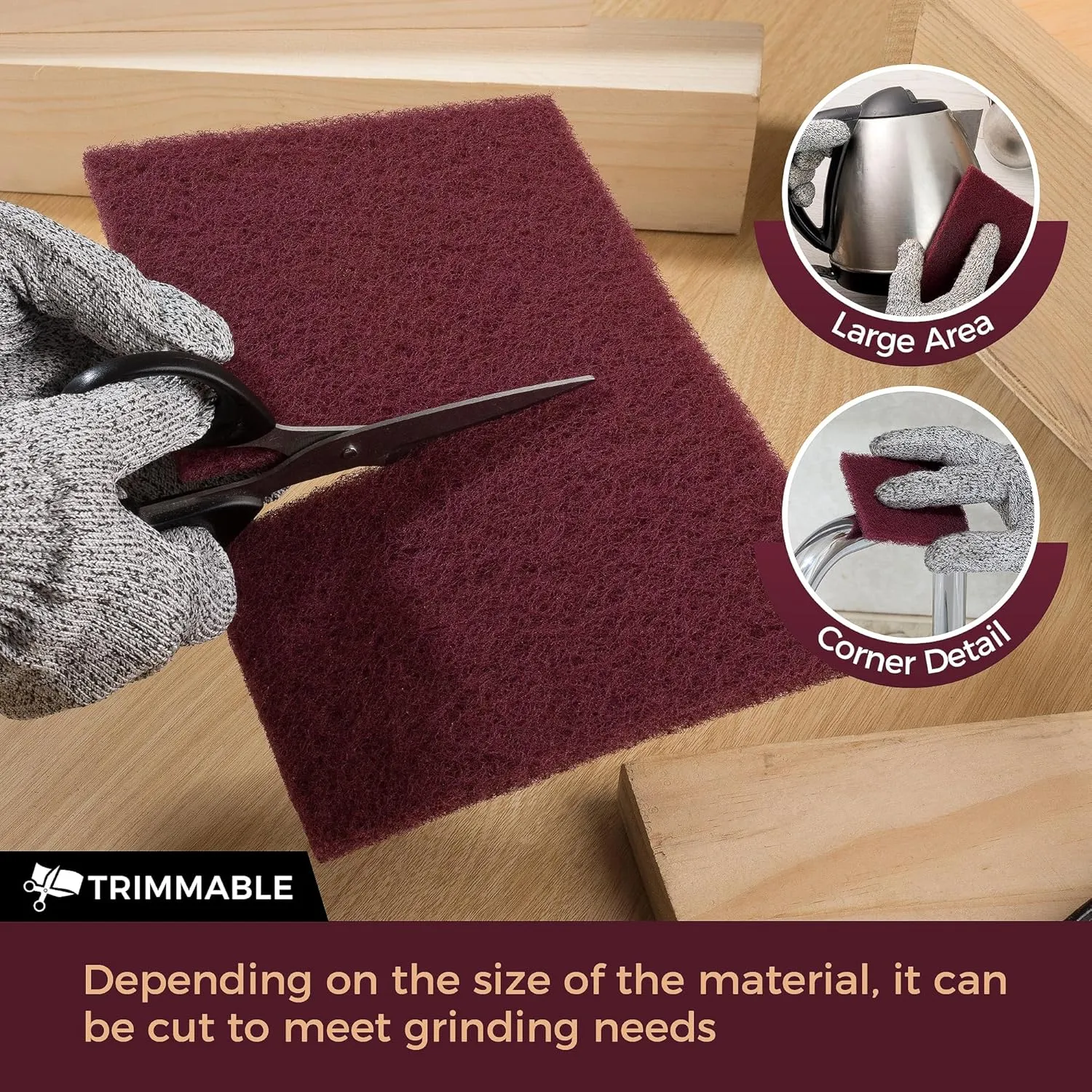 S SATC 6" x 9" Maroon General Purpose Scuff Pads,10 Pack Automotive Scotch Brite Pads for Scuffing,Scouring,Sanding,Paint Primer Prep Adhesion Scratch for Automotive Restoration,Handicrafts…