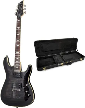 Schecter Omen Extreme-6 Electric Guitar (See-Thru Black) with Electric Guitar Hard Shell Case Bundle (2 Items)