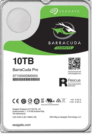 Seagate BarraCuda Pro 10TB Internal Hard Drive Performance HDD – 3.5 Inch SATA 6 Gb/s 7200 RPM 256MB Cache for Computer Desktop PC, Data Recovery (ST10000DM0004)