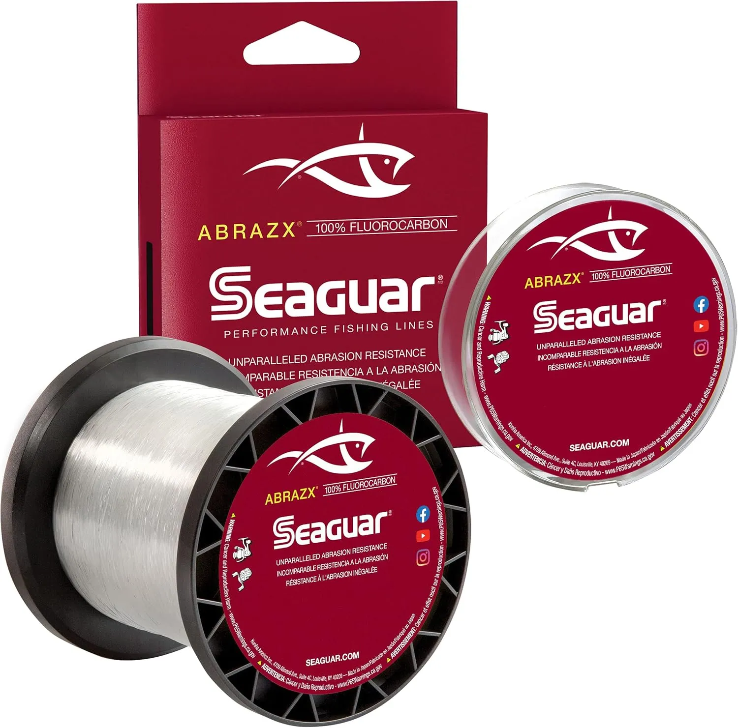 Seaguar AbrazX Freshwater Abrasion Resistant Fluorocarbon Fishing Line for Docks, Rocks, Weeds, & Logs - Multiple Sizes