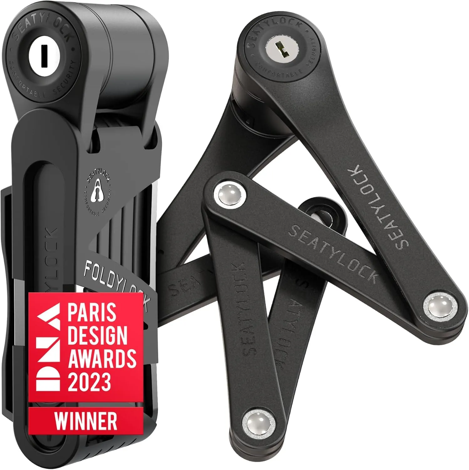 Seatylock FoldyLock Mini Folding Bike Lock - Patented Lightweight Bicycle Lock - Heavy Duty Anti Theft Guard with Key for Electric Scooter & City Bikes