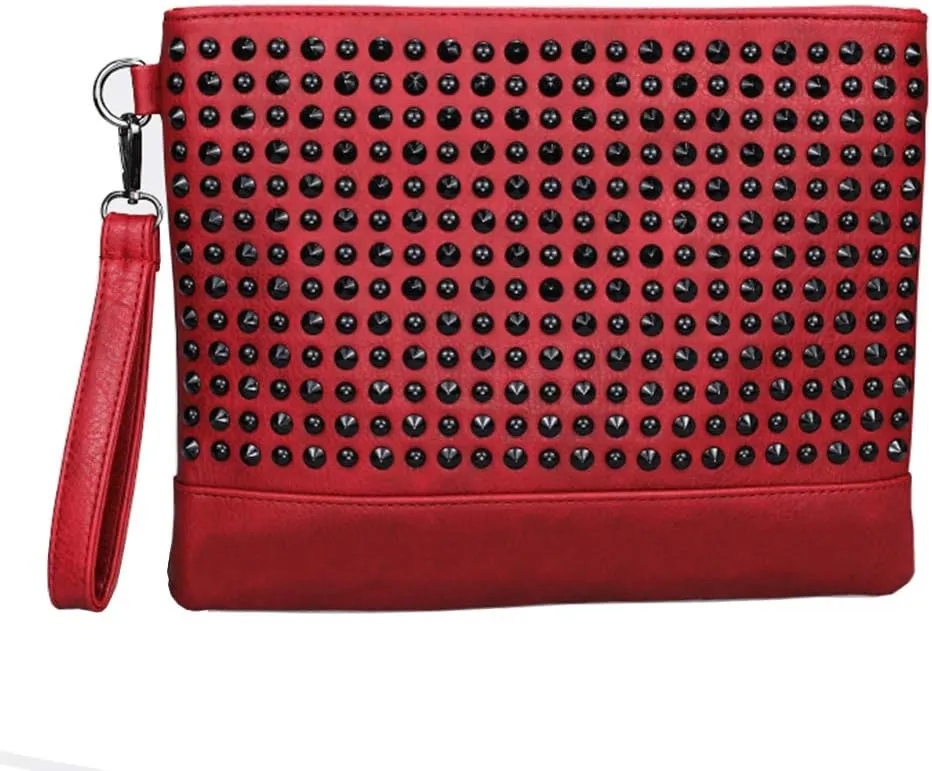 Segater® Rivet Clutch Punk Style Purses Leather Phone Shoulder Bag Crossbody Bag
