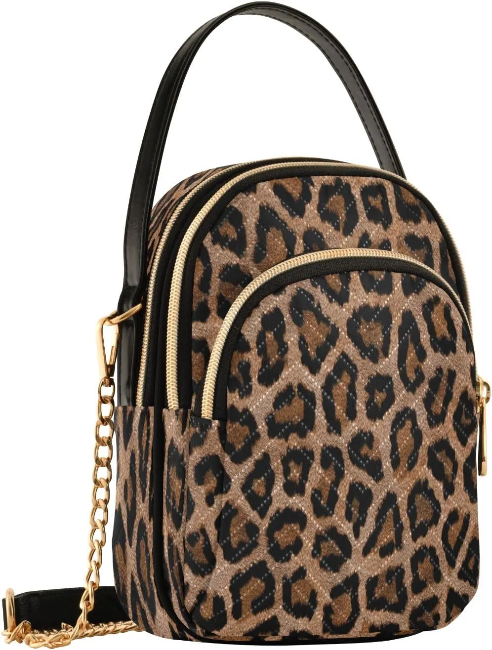senya Pink Black Leopard Crossbody Handbags for Women Casual Leather Shoulder Phone Purse