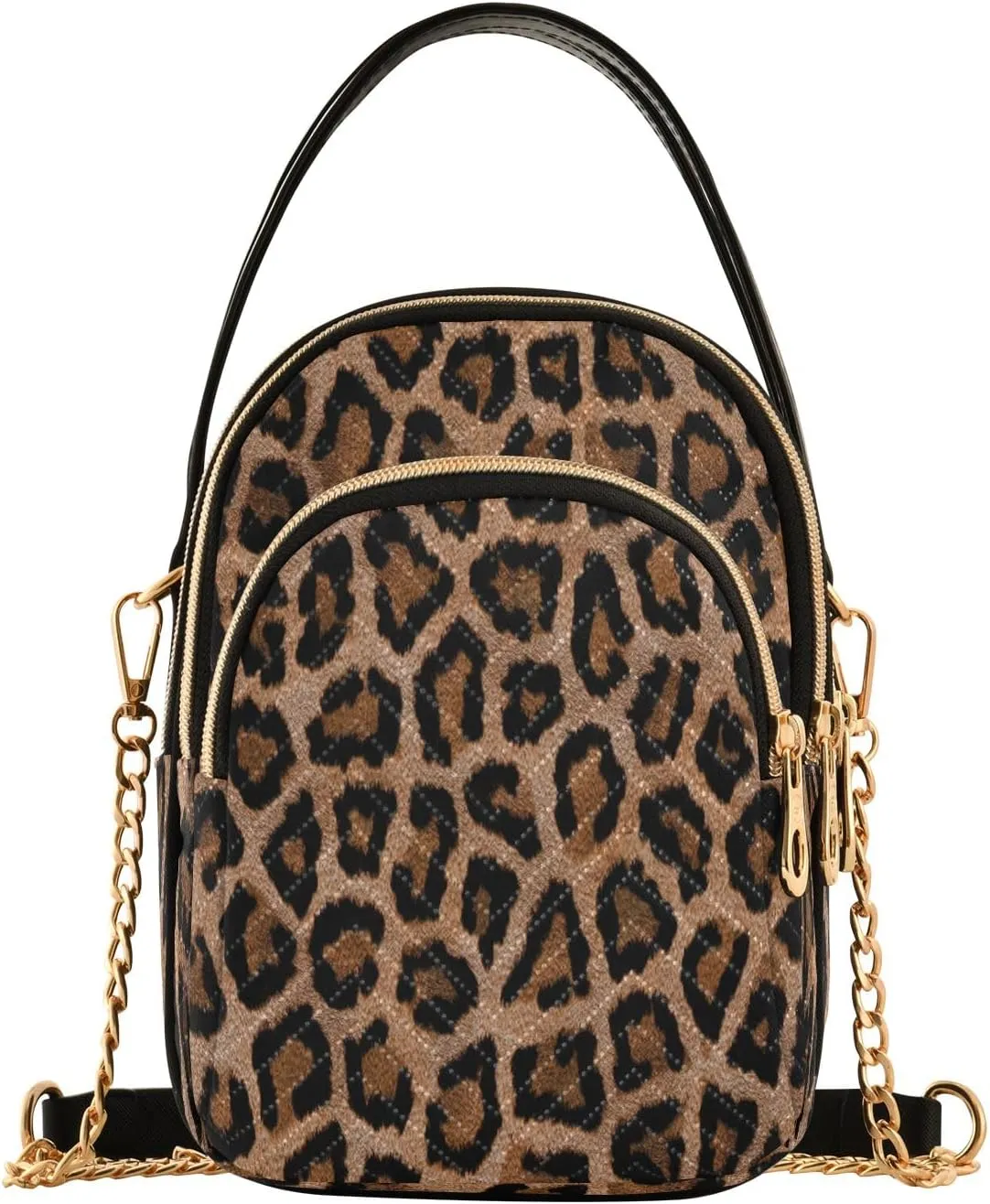 senya Pink Black Leopard Crossbody Handbags for Women Casual Leather Shoulder Phone Purse