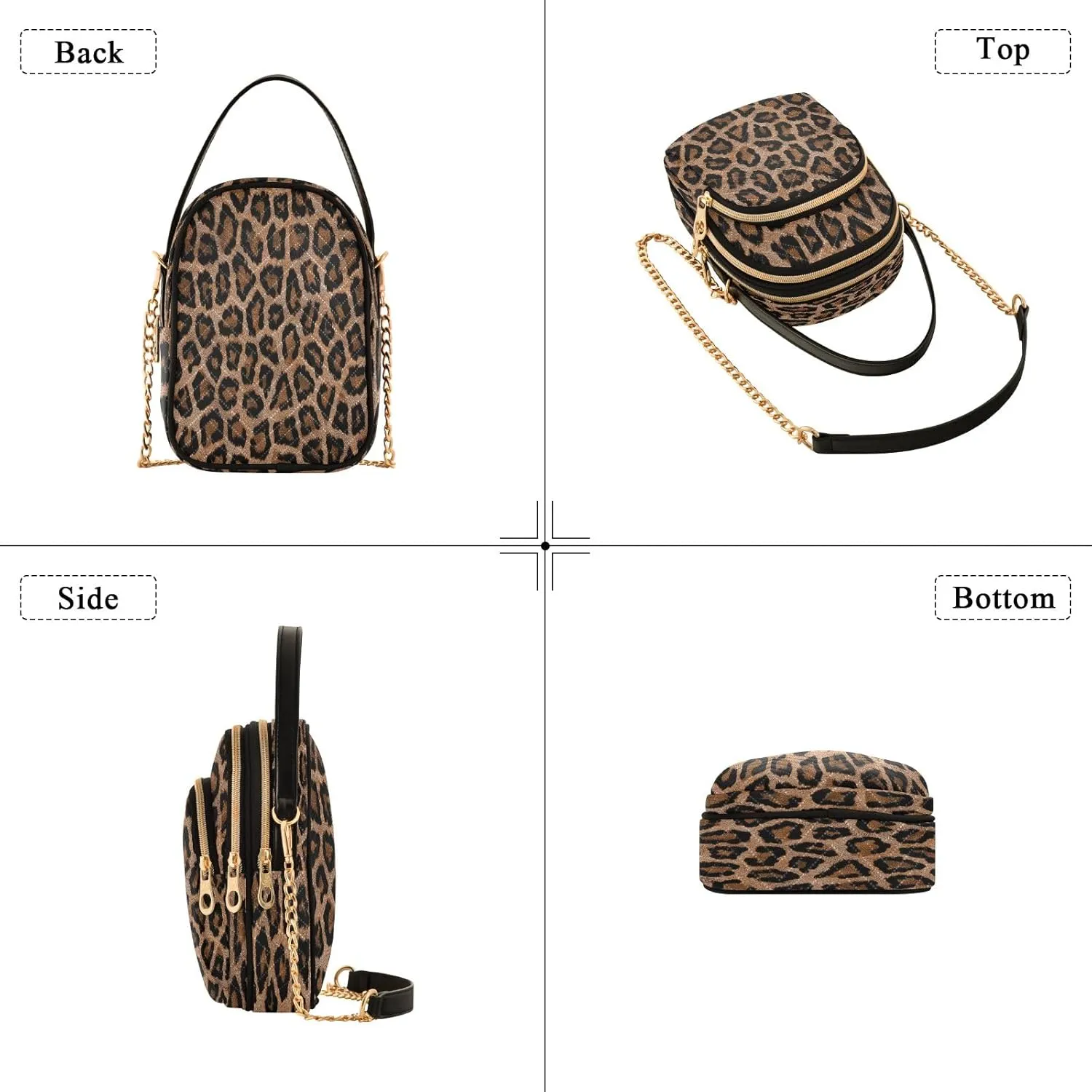 senya Pink Black Leopard Crossbody Handbags for Women Casual Leather Shoulder Phone Purse