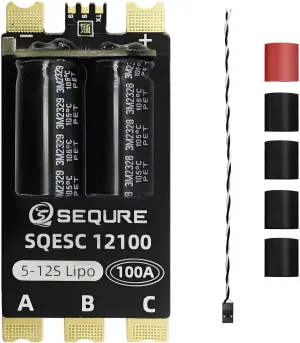 SEQURE 100A Brushless Motor ESC 5-12S Electric Speed Controller for RC Drones Airplanes Helicopters BLHeli_32 Firmware Support 128KHz PWM Frequency