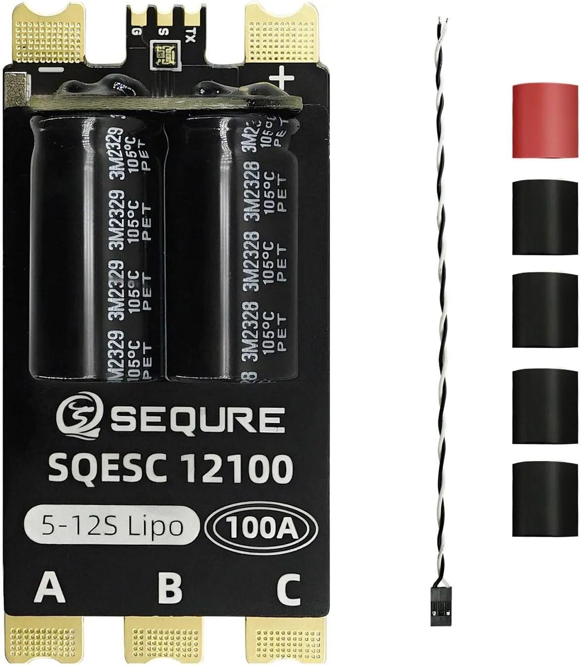 SEQURE 100A Brushless Motor ESC 5-12S Electric Speed Controller for RC Drones Airplanes Helicopters BLHeli_32 Firmware Support 128KHz PWM Frequency