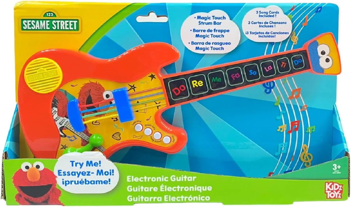 Sesame Street Music Time Electronic Learn to Play Guitar - Portable Learning Guitar Musical Education Learning Toy for Toddlers and Preschoolers
